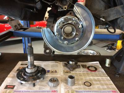 New spindle and bearings installed in situ
